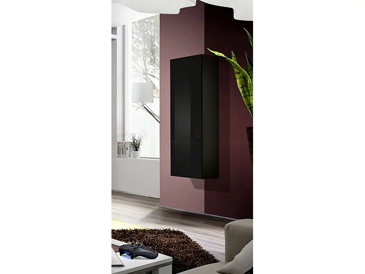 Vetrina sospesa design contemporaneo con singola anta VP11 40x126 nero