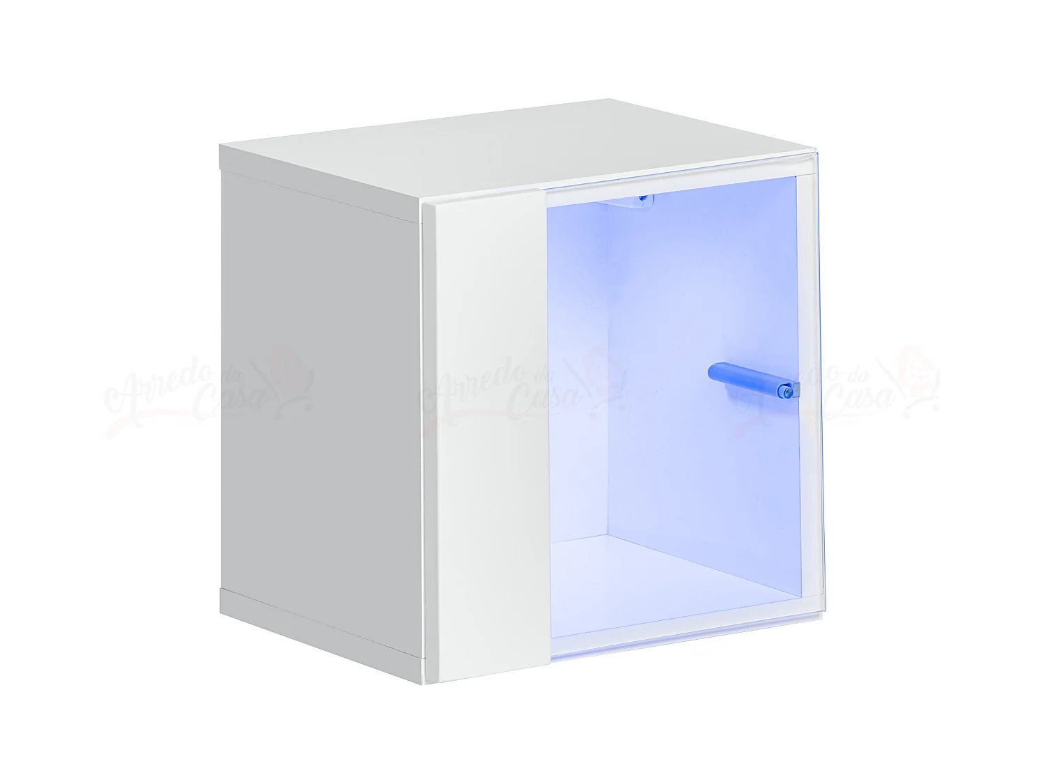 Vetrinetta piccola quadrata da salotto con luci LED VP20 30x30 bianco