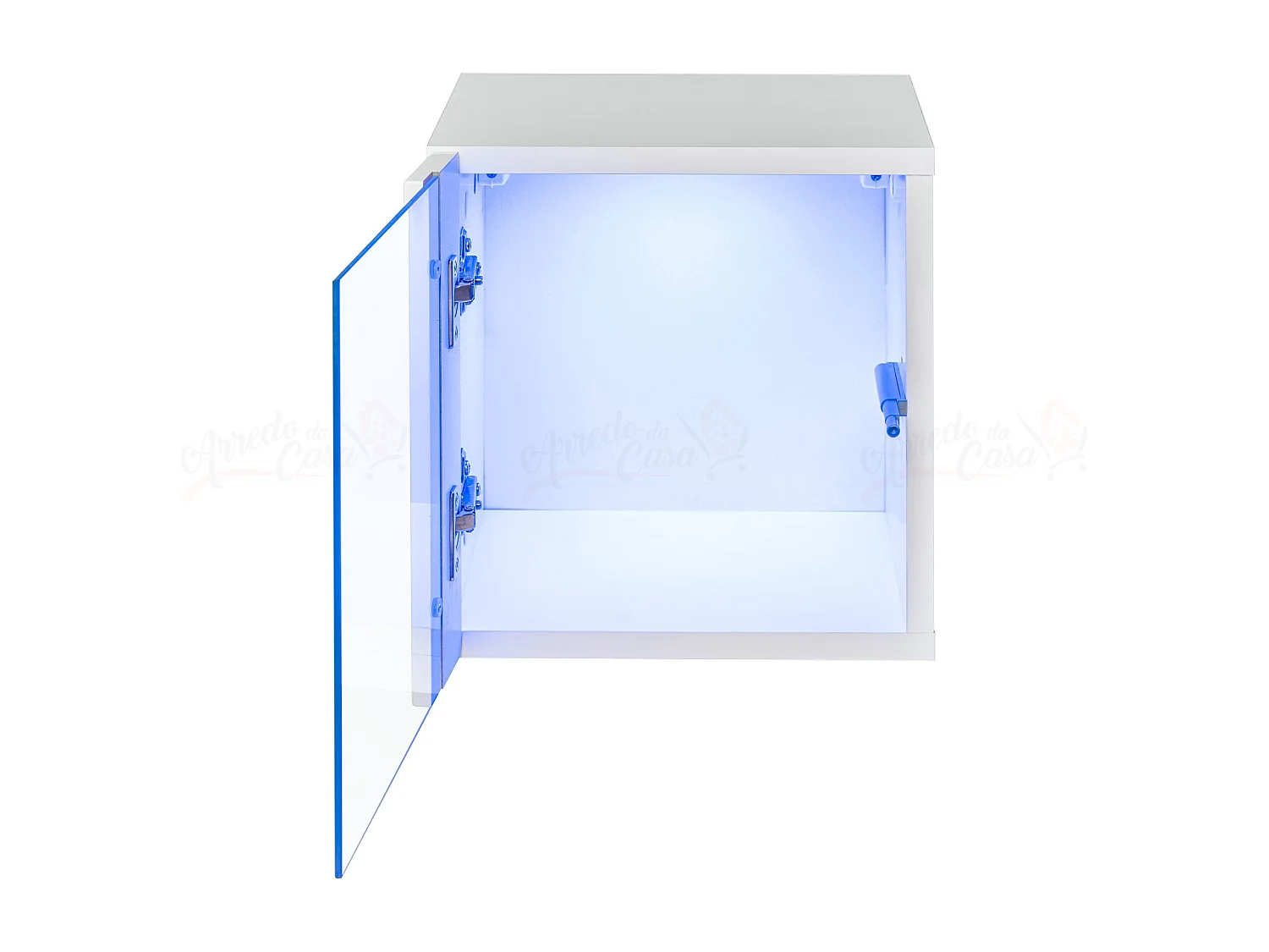 Vetrinetta piccola quadrata da salotto con luci LED VP20 30x30 bianco