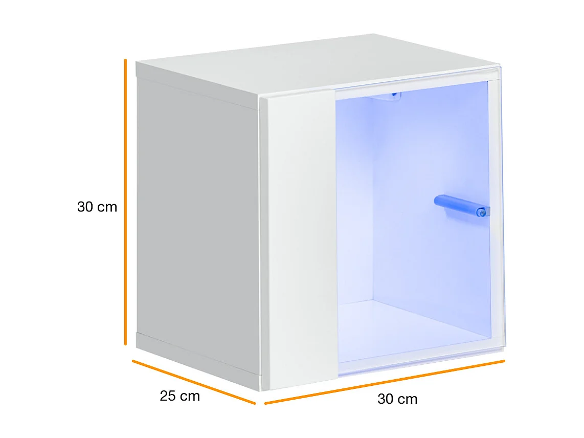 Vetrinetta piccola quadrata da salotto con luci LED VP20 30x30 bianco