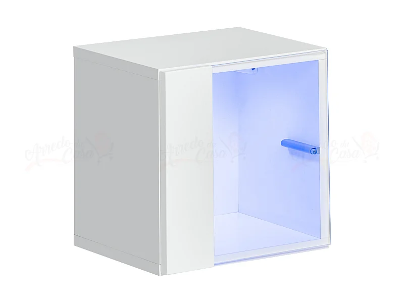 Vetrinetta piccola quadrata da salotto con luci LED VP20 30x30 bianco