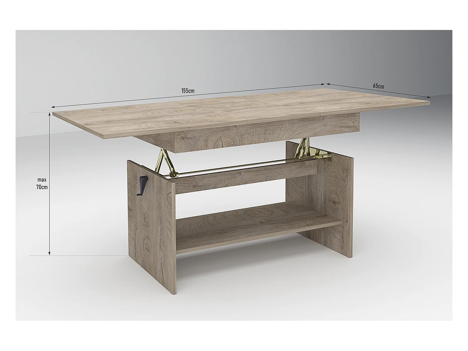 Tavolino da salotto regolabile in rovere chiaro TG13