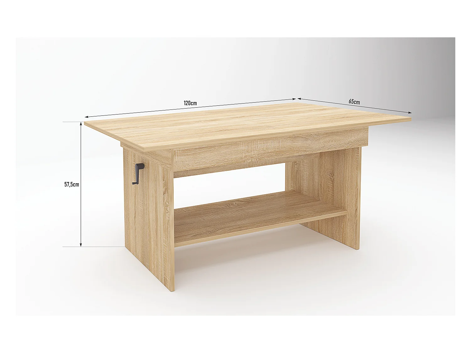 Tavolino da salotto regolabile in rovere naturale TG13