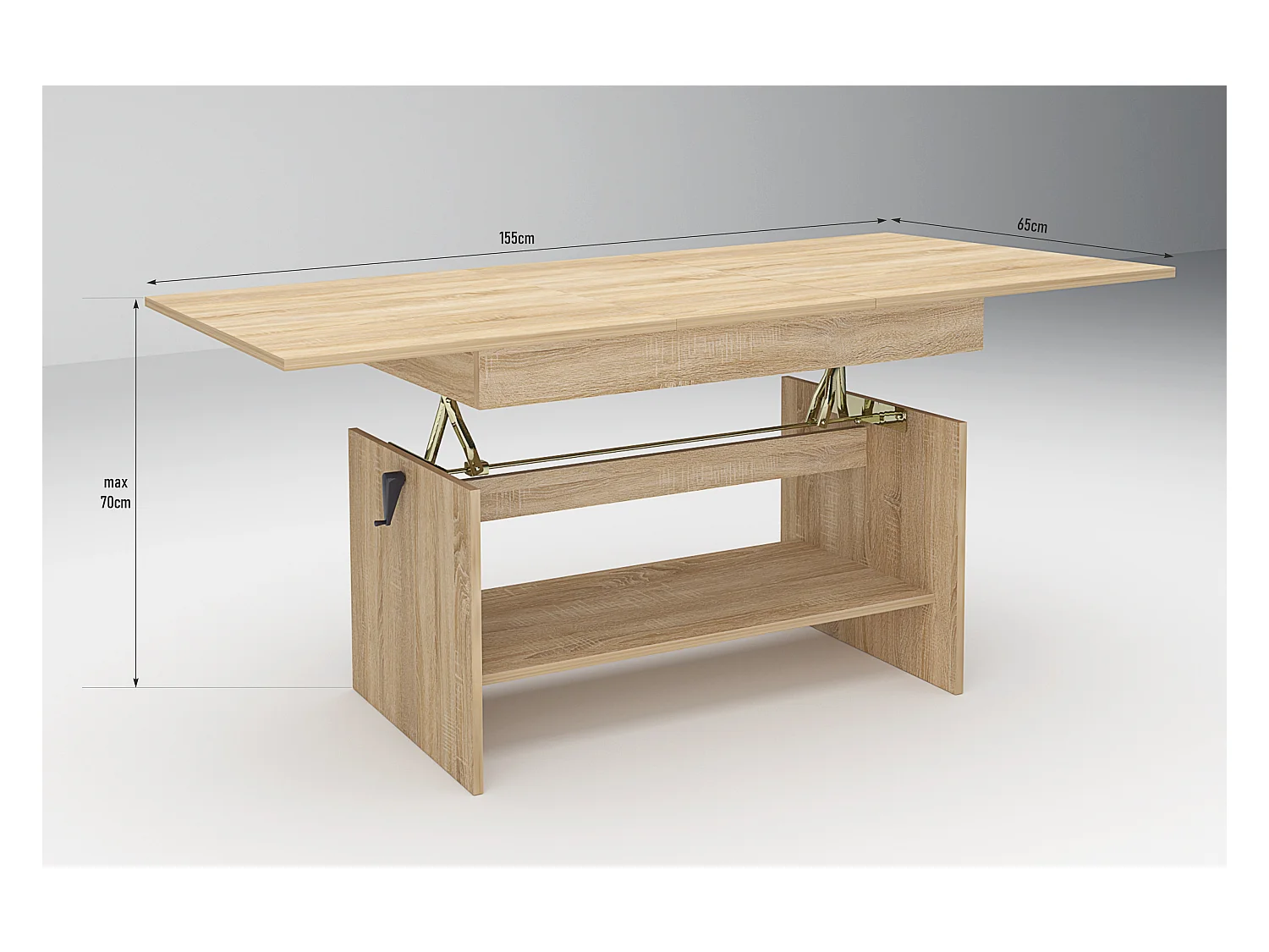 Tavolino da salotto regolabile in rovere naturale TG13