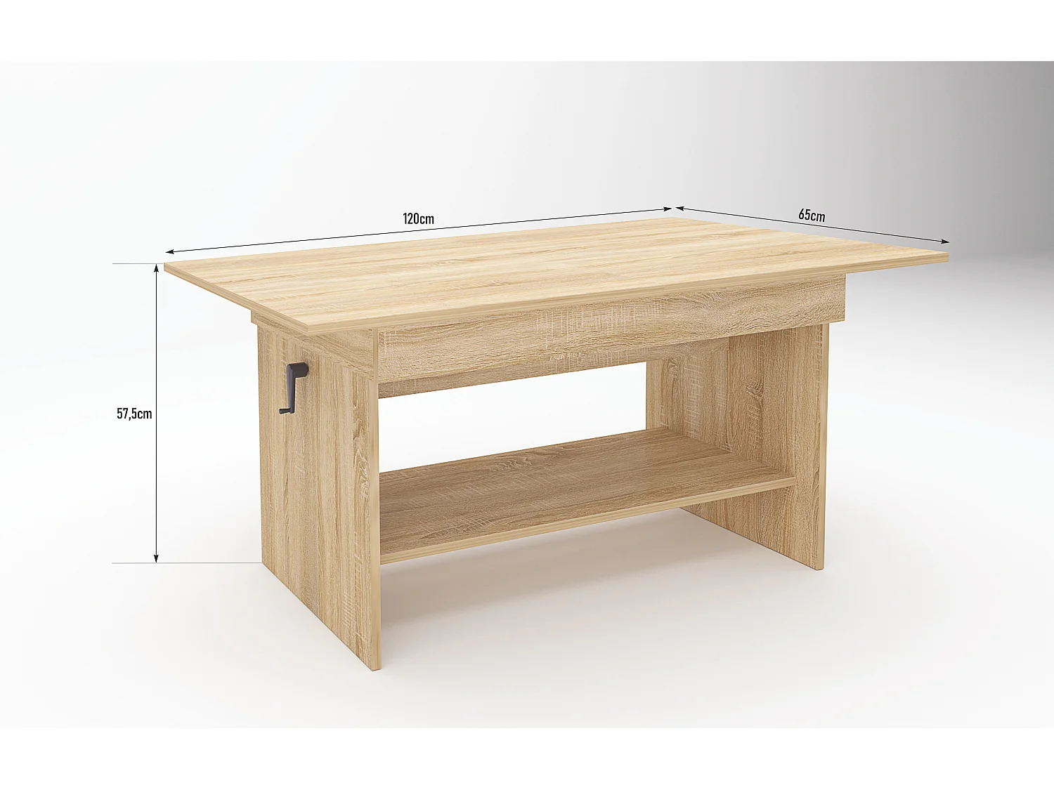 Tavolino da salotto regolabile in rovere naturale TG13