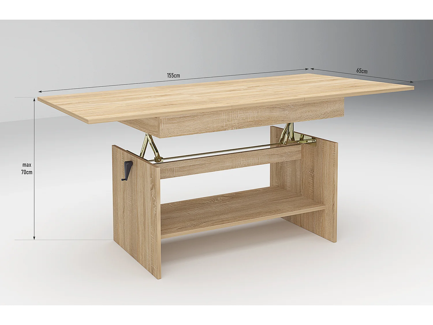 Tavolino da salotto regolabile in rovere naturale TG13