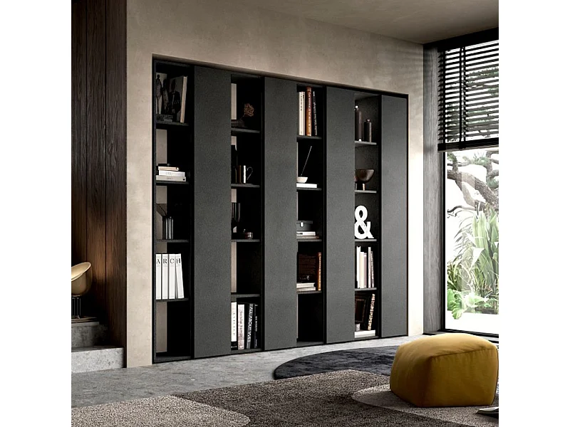 Libreria 224x186 cm a parete grande grafite LBL1