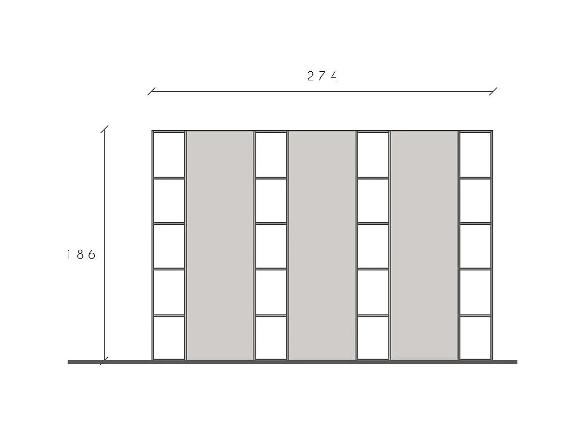 Libreria elegante a parete 274x186 cm bronzo e noce LBL4