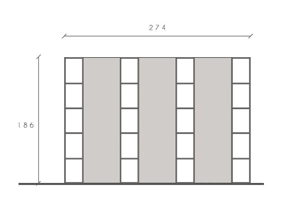 Libreria elegante a parete 274x186 cm bronzo e noce LBL4