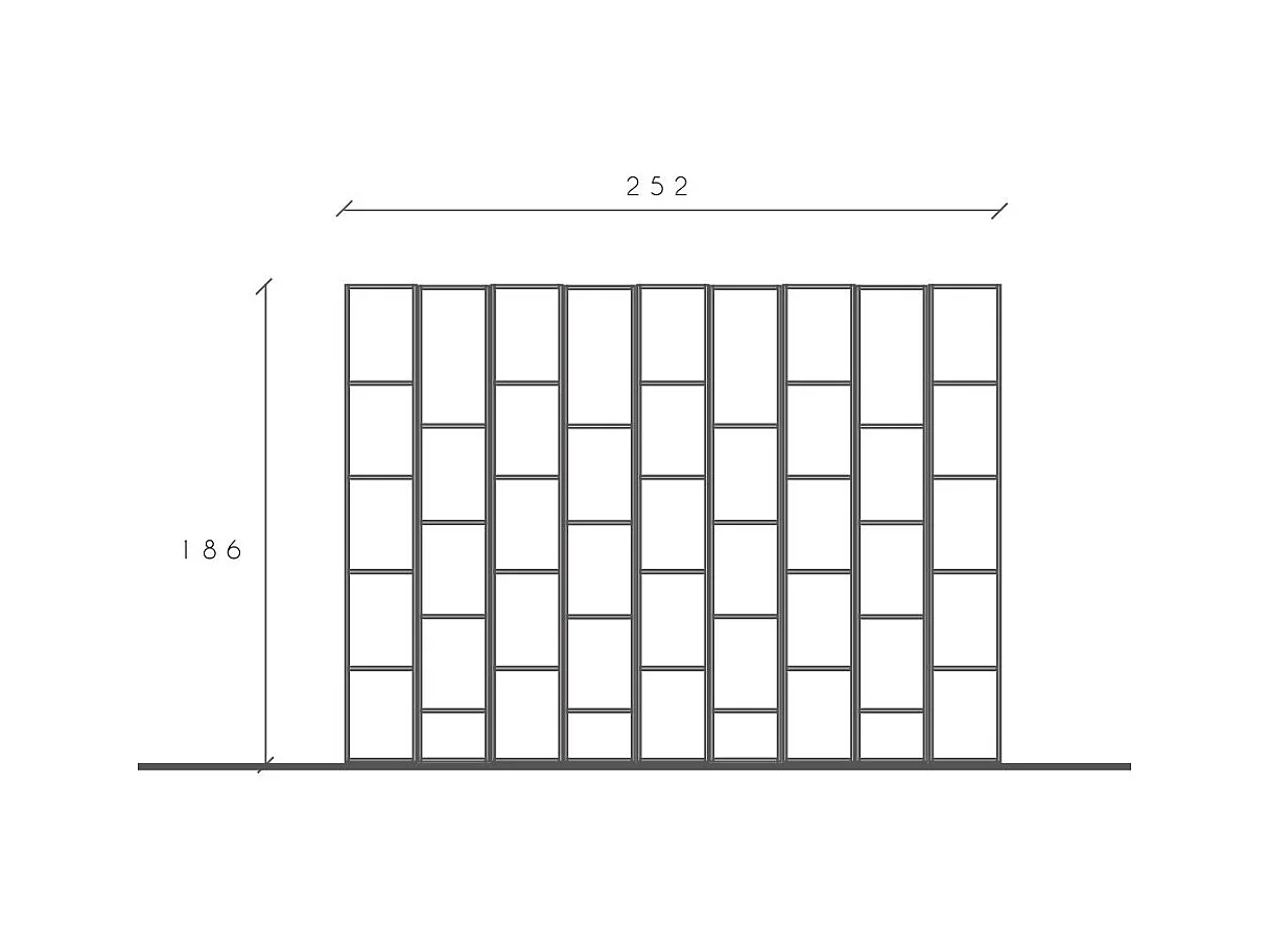Libreria 252x186 cm con 45 vani grigia LBL2