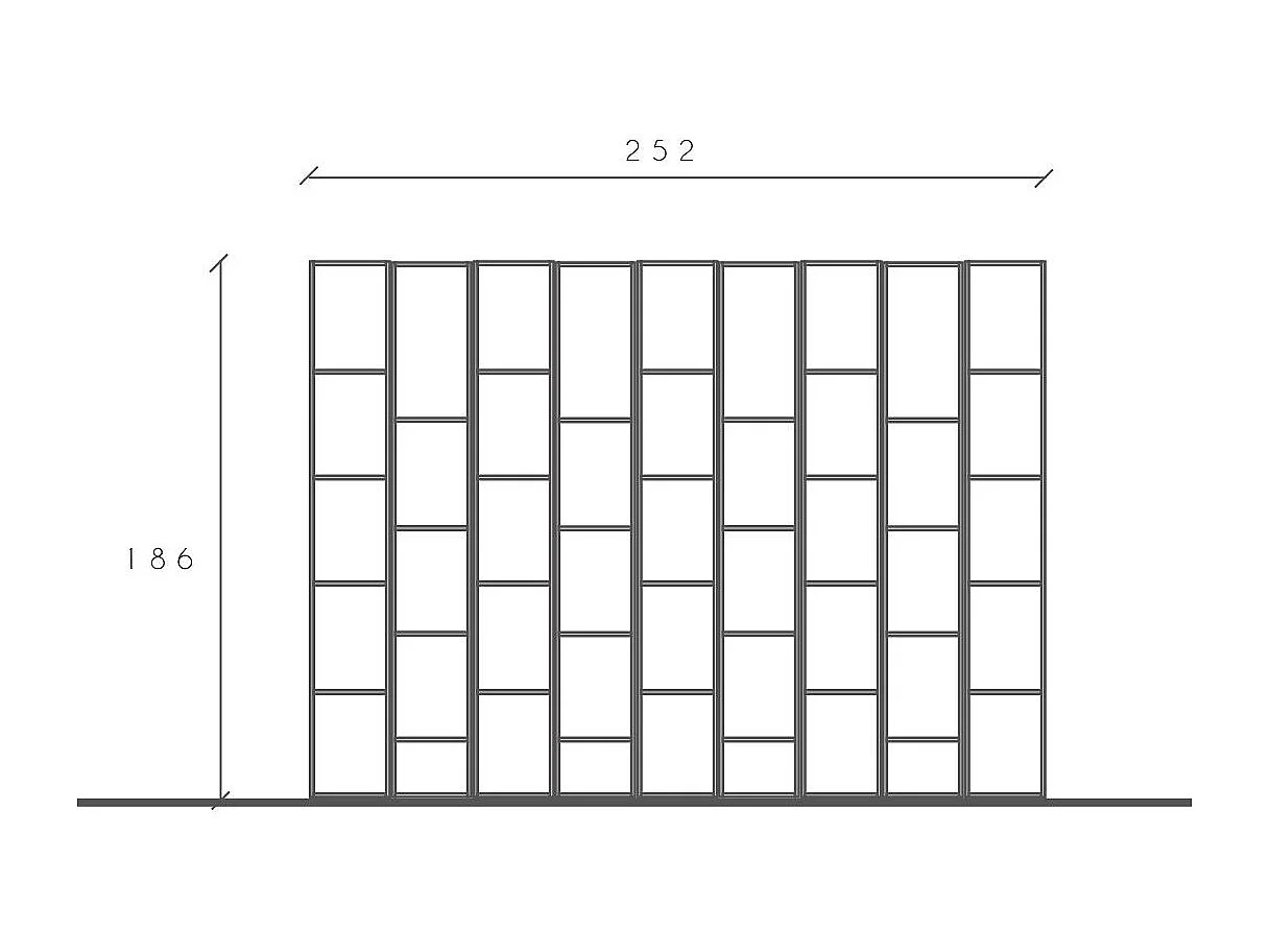 Libreria 252x186 cm con 45 vani grigia LBL2