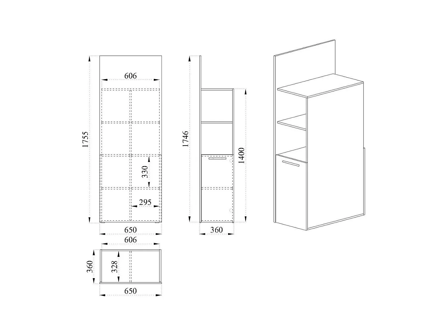 libreria per ufficio moderno con due ripiani a giorno LUI13 65x176 rovere chiaro e grigio cobalto lucido