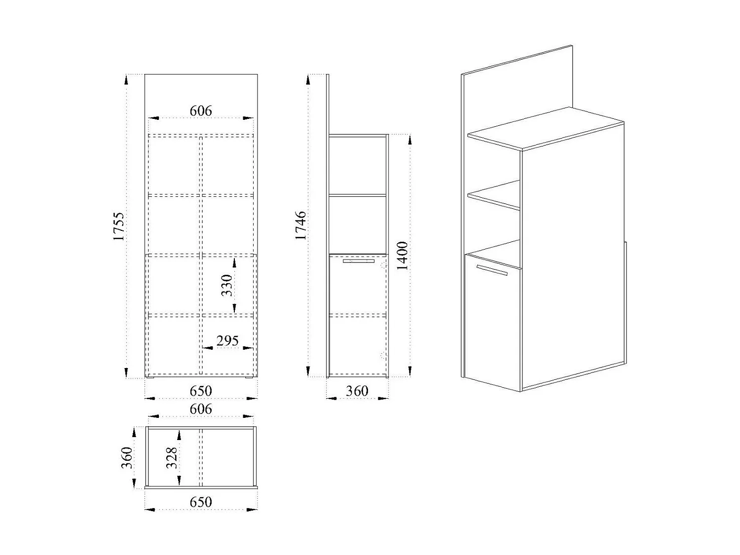 libreria per ufficio moderno con due ripiani a giorno LUI13 65x176 rovere chiaro e grigio cobalto lucido