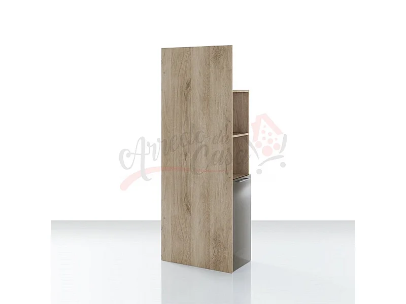 libreria per ufficio moderno con due ripiani a giorno LUI13 65x176 rovere chiaro e grigio cobalto lucido