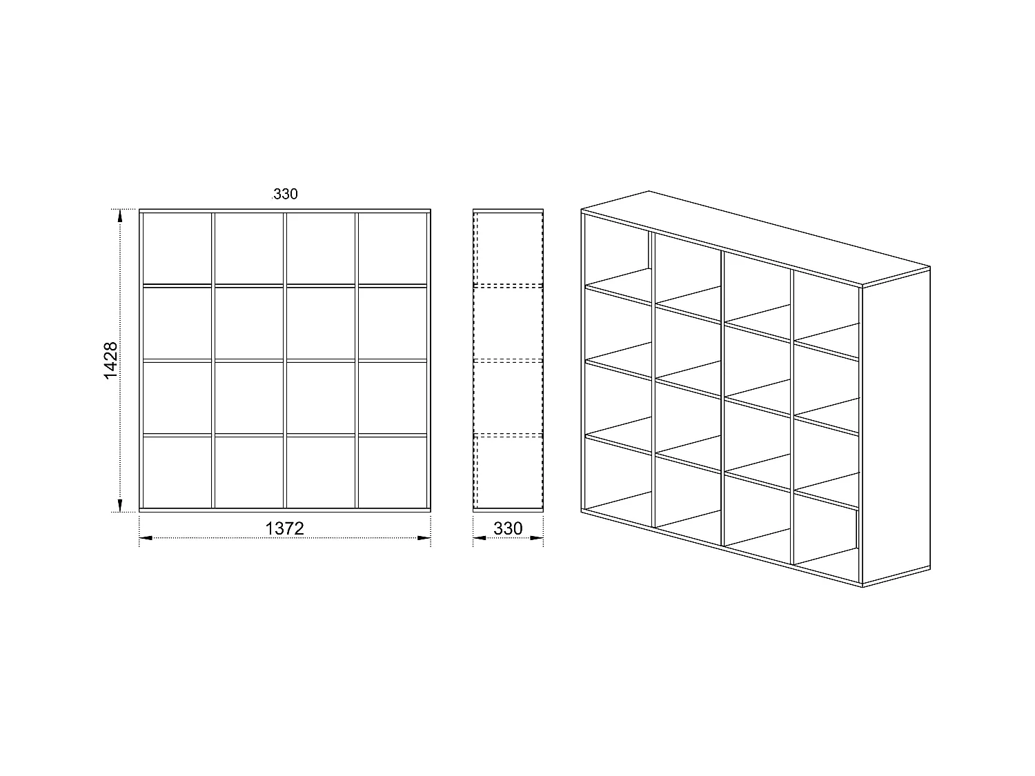 libreria moderna per soggiorno con vani aperti LB2 137,2x142,8 bianco e rovere