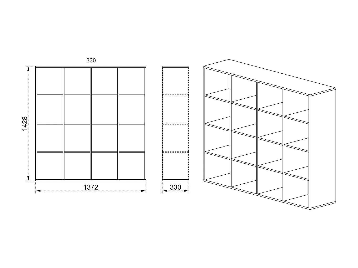 libreria moderna per soggiorno con vani aperti LB2 137,2x142,8 bianco e rovere
