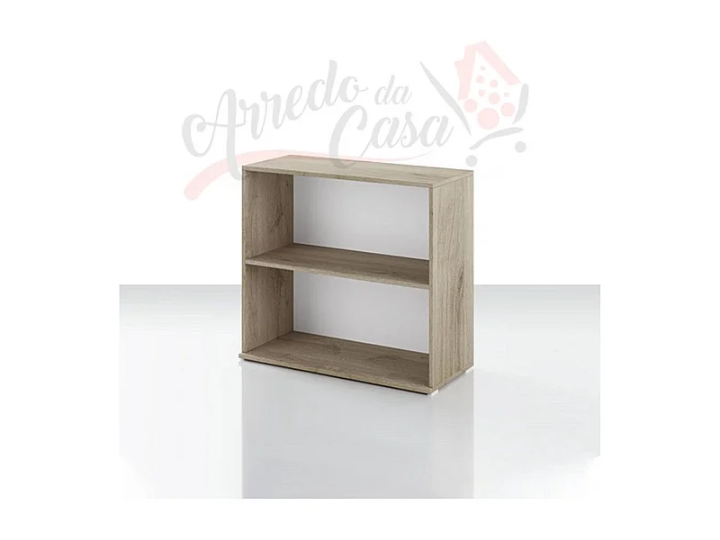 lbreria da ufficio aperta design moderno con due ripiani LUI1 80x71,5 rovere e bianco