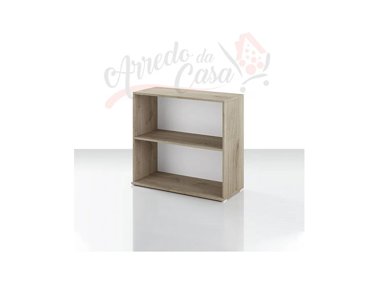 lbreria da ufficio aperta design moderno con due ripiani LUI1 80x71,5 rovere e bianco