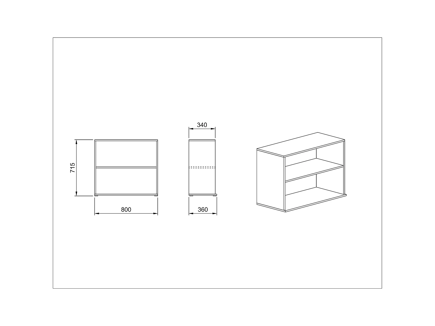 lbreria da ufficio aperta design moderno con due ripiani LUI1 80x71,5 rovere e bianco