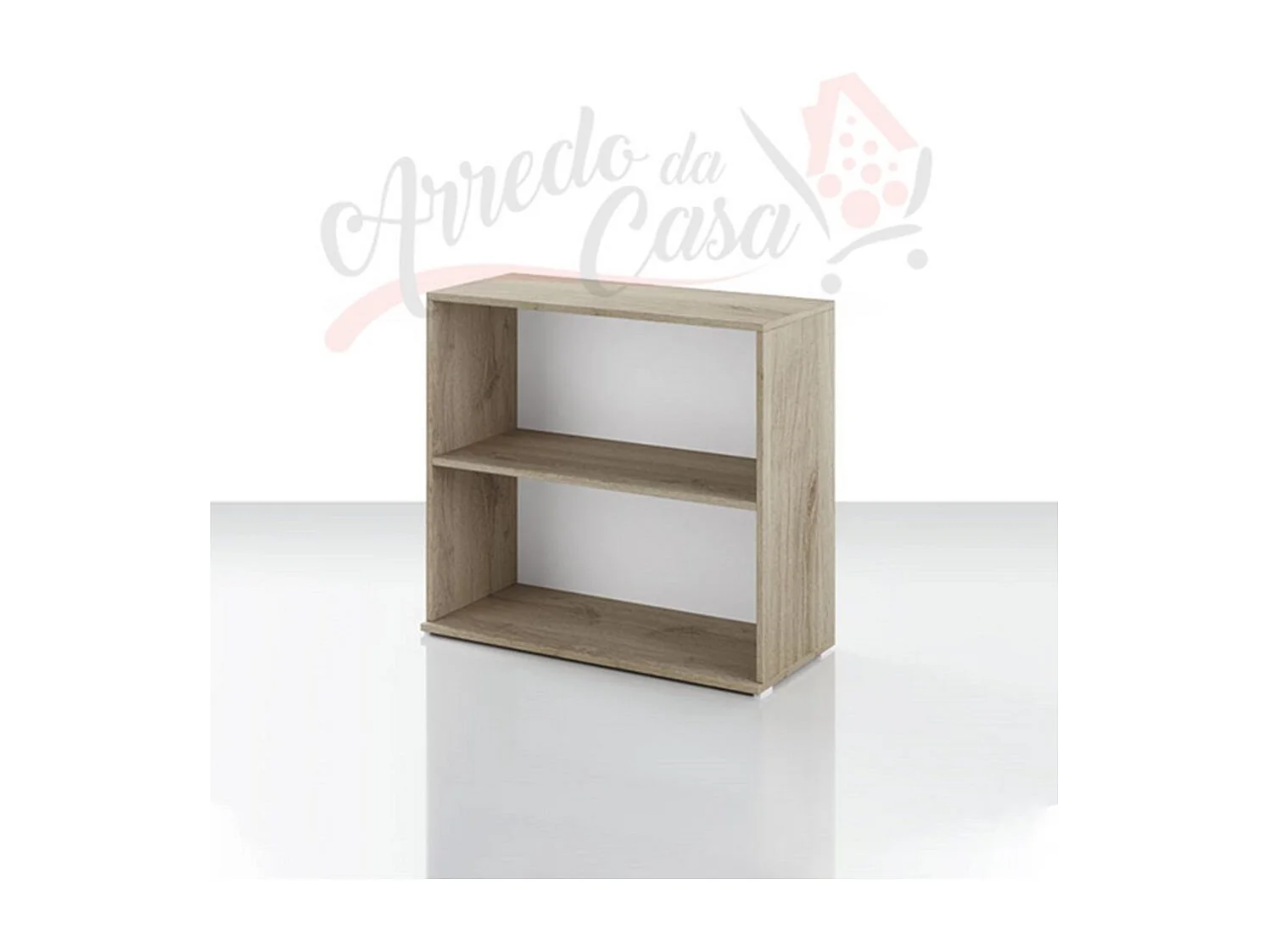 lbreria da ufficio aperta design moderno con due ripiani LUI1 80x71,5 rovere e bianco