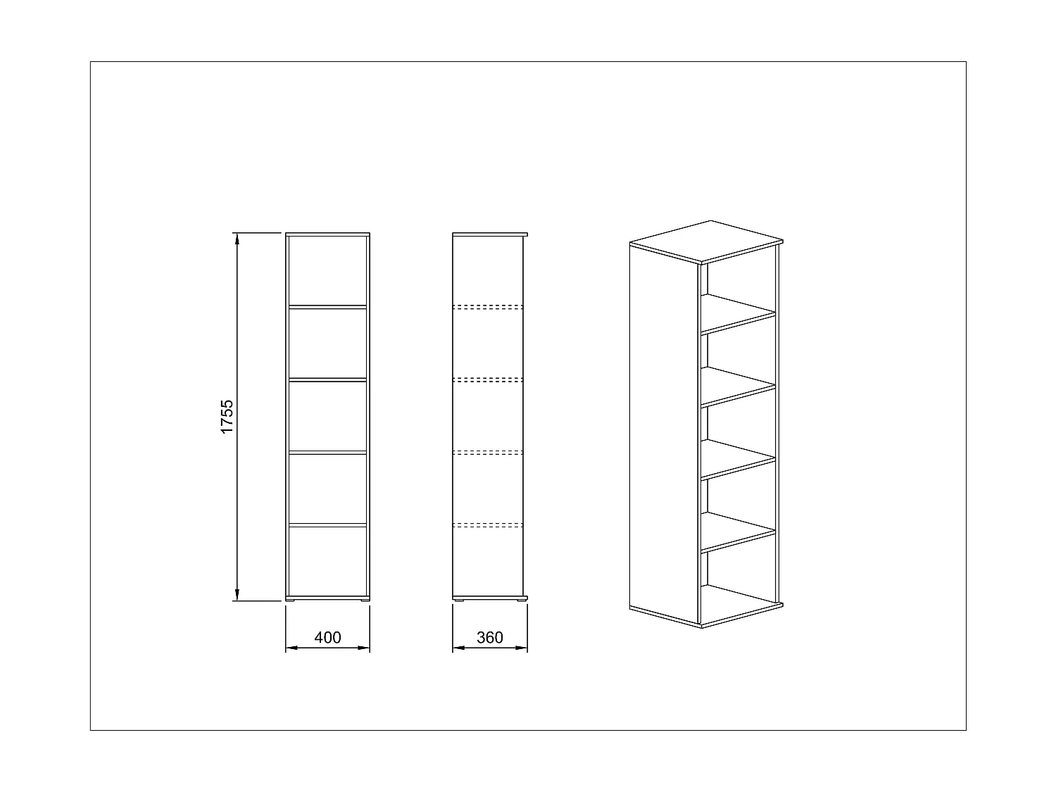 libreria a colonna per studio design moderno LUI4 40x175,5 rovere e bianco