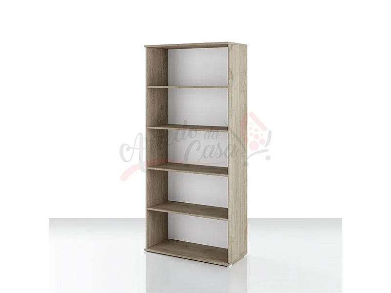 libreria a colonna da studio design moderno LUI5 80x175,5 rovere e bianco