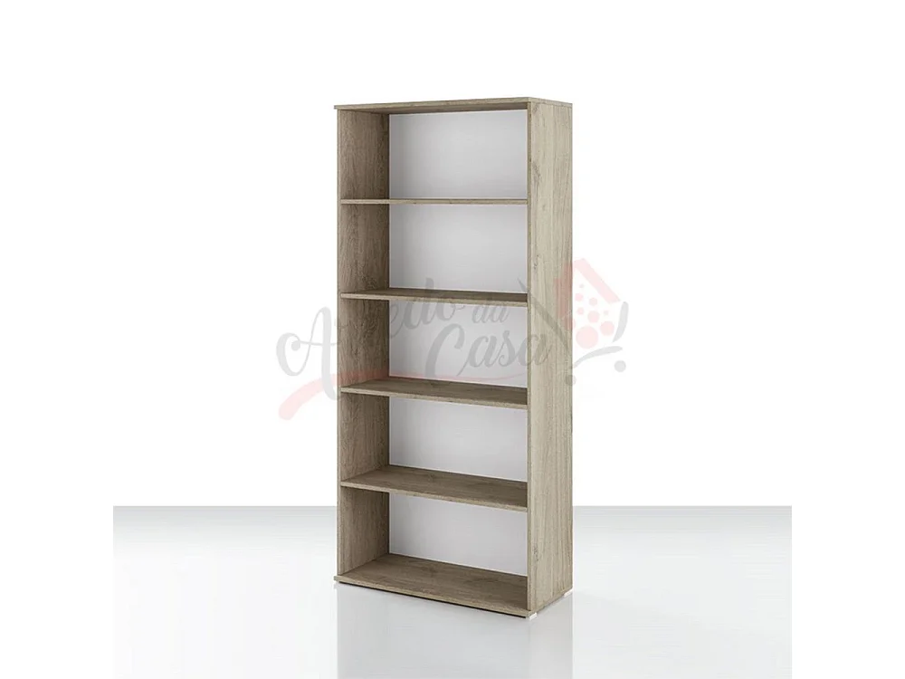 libreria a colonna da studio design moderno LUI5 80x175,5 rovere e bianco