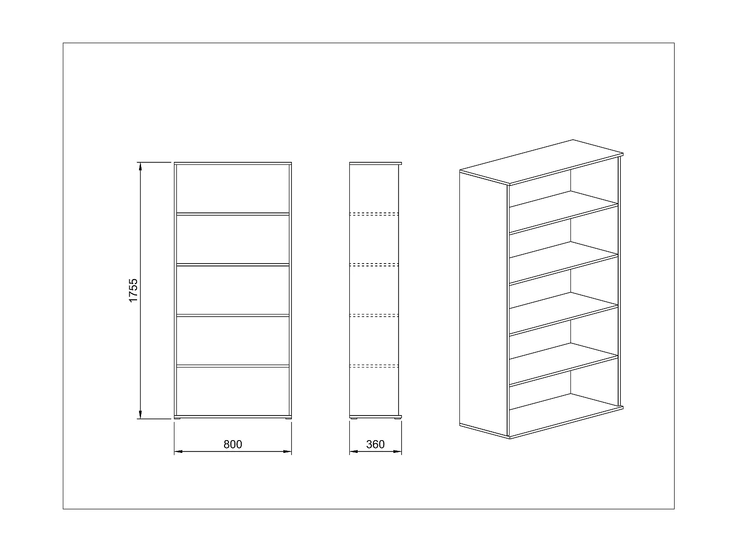libreria a colonna da studio design moderno LUI5 80x175,5 rovere e bianco
