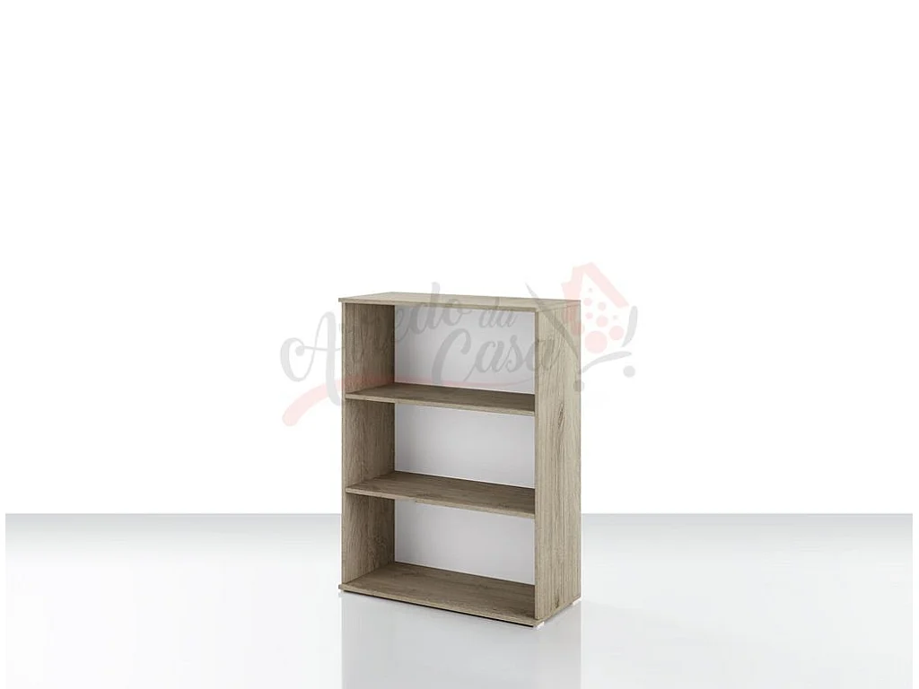 libreria per studio design moderna con tre ripiani LUI3 40x106 rovere e bianco
