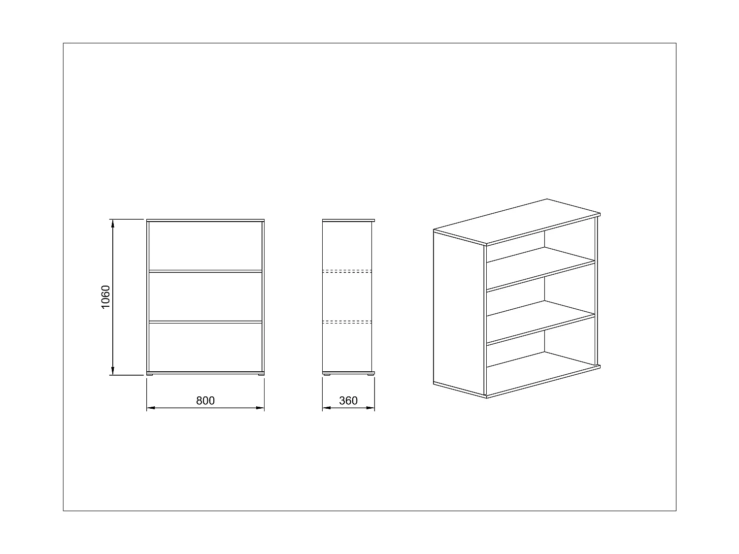libreria per studio design moderna con tre ripiani LUI3 40x106 rovere e bianco