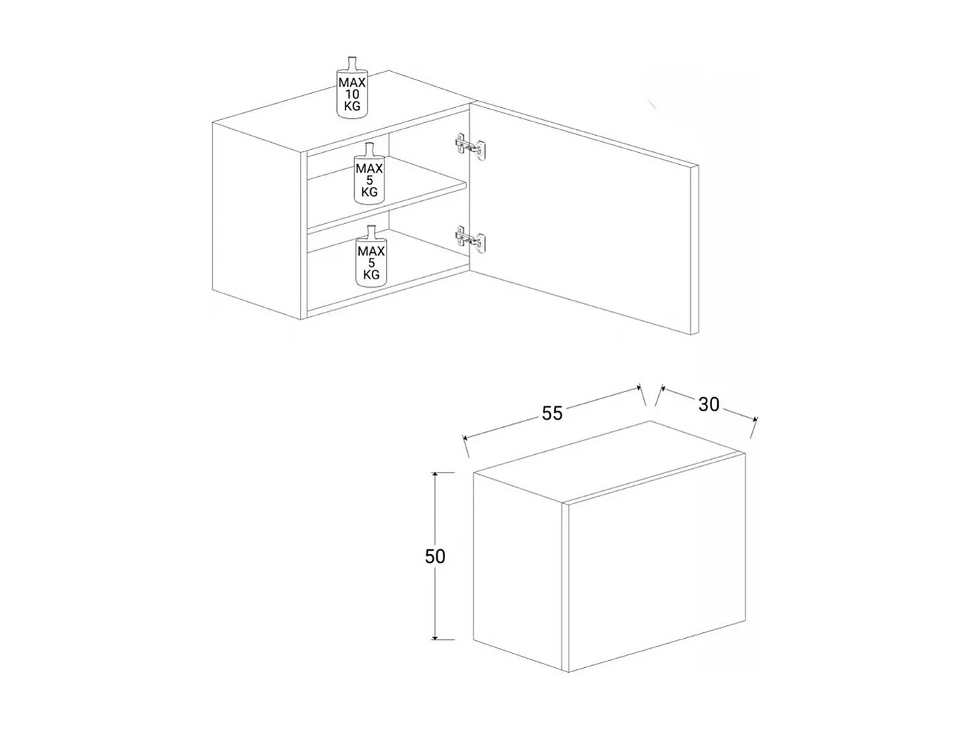 Cubo pensile con anta 55x50 cm rovere chiaro MML4