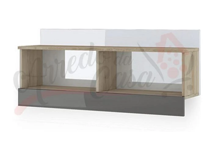 mensola a cubo rettangolare da soggiorno design moderno MI2 100x43,6 rovere e grigio lucido