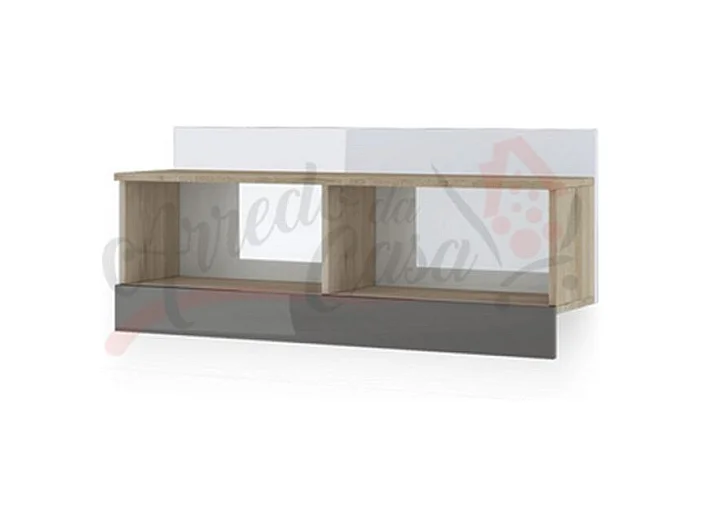 mensola a cubo rettangolare da soggiorno design moderno MI2 100x43,6 rovere e grigio lucido