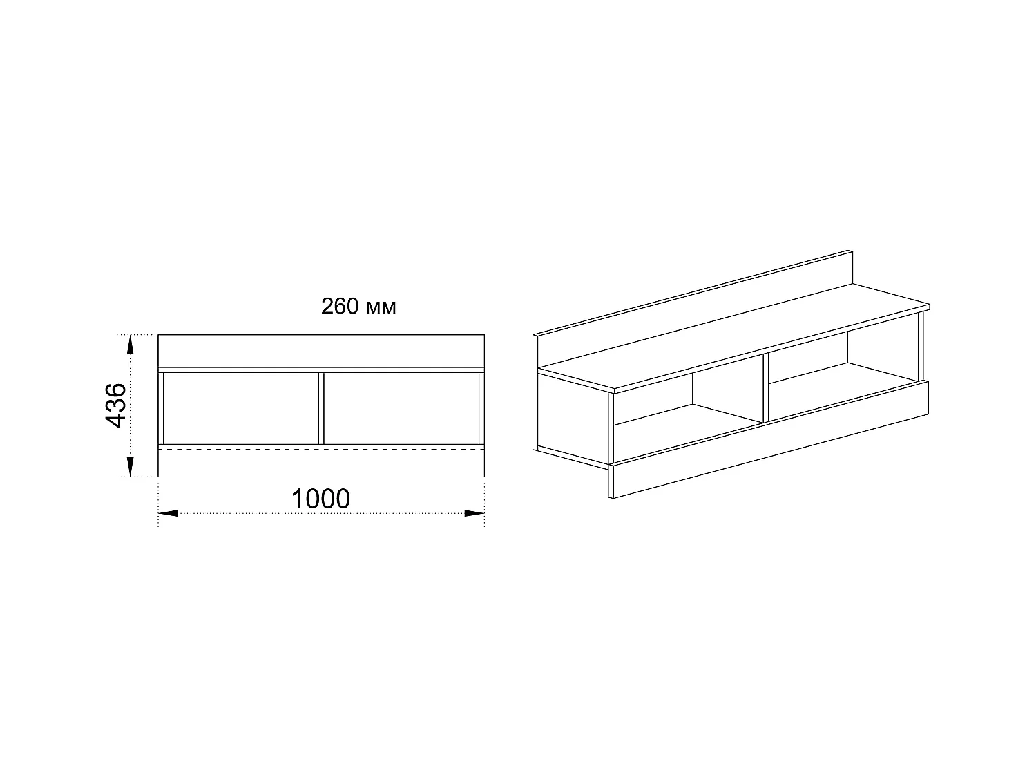 mensola a cubo rettangolare da soggiorno design moderno MI2 100x43,6 rovere e grigio lucido