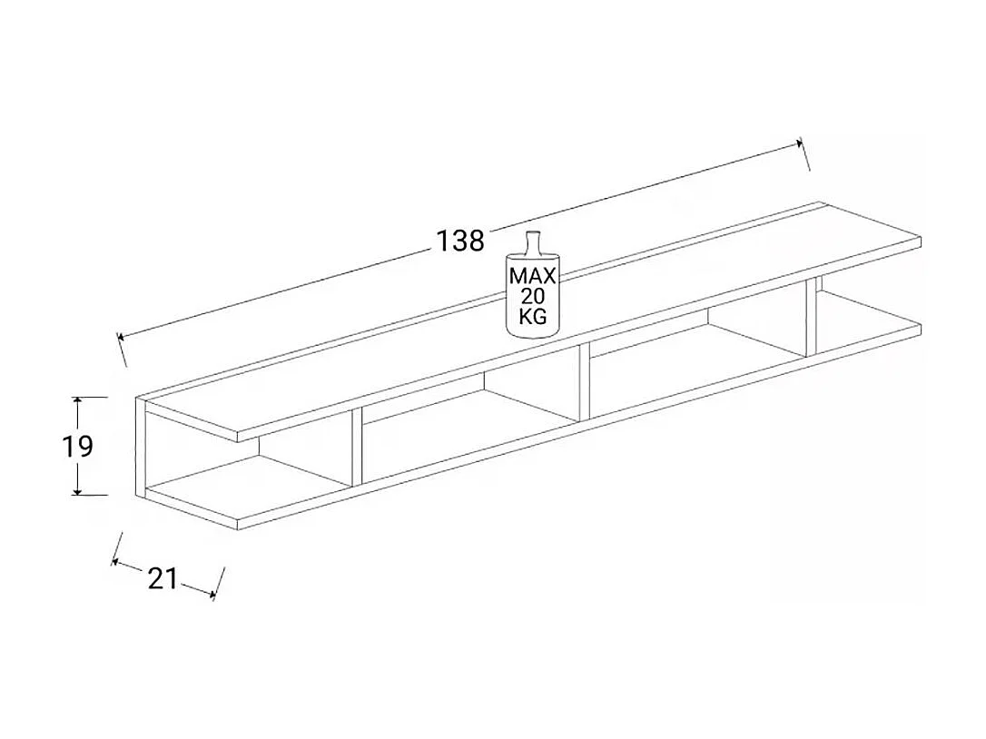 Mensola orizzontale 138x19 cm cashmere MML5