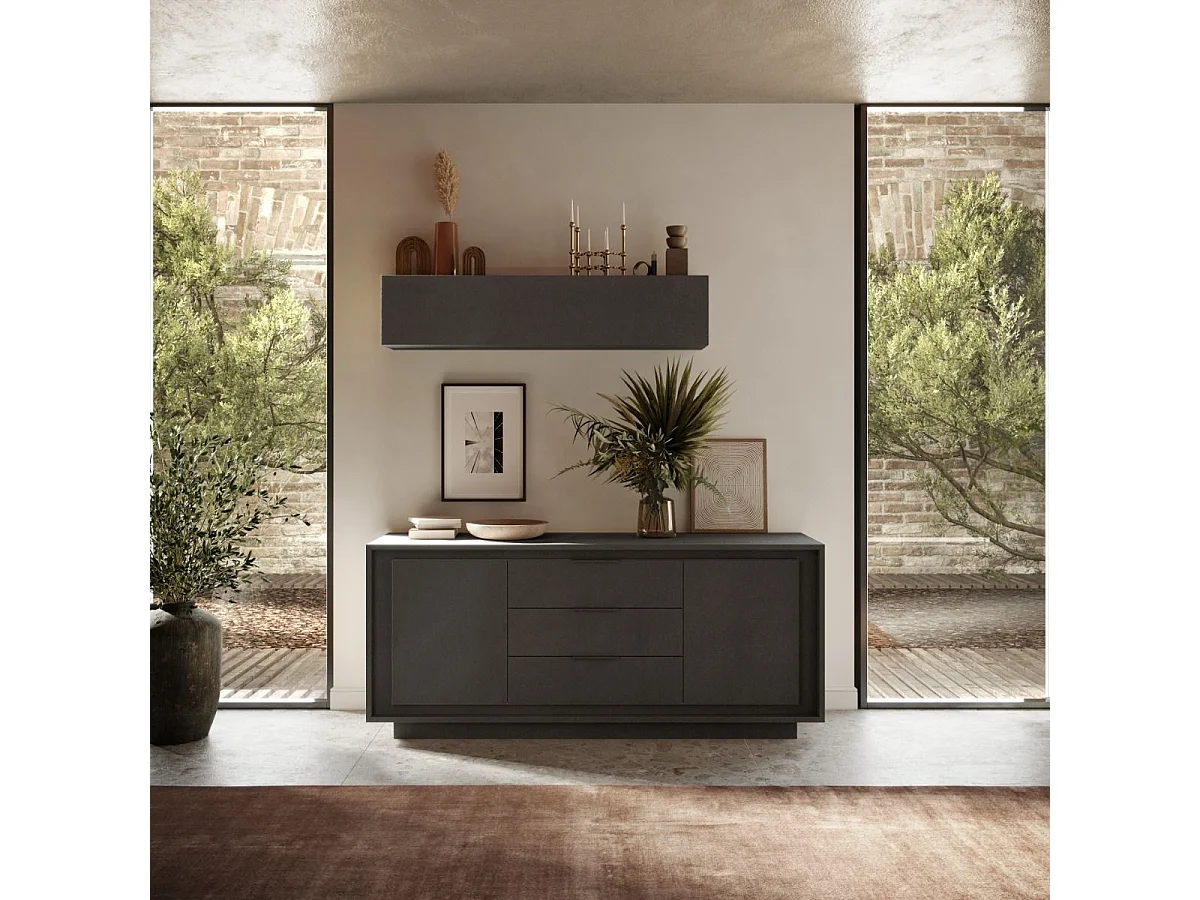 Pensile orizzontale con anta a vasistas 138x29 cm grafite MML6