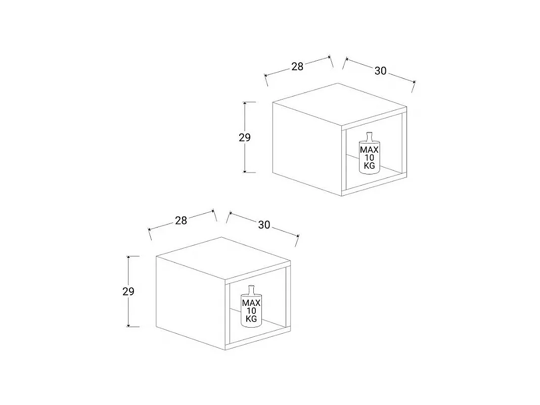 Coppia di cubi pensili 28x29 cm rovere scuro MML3