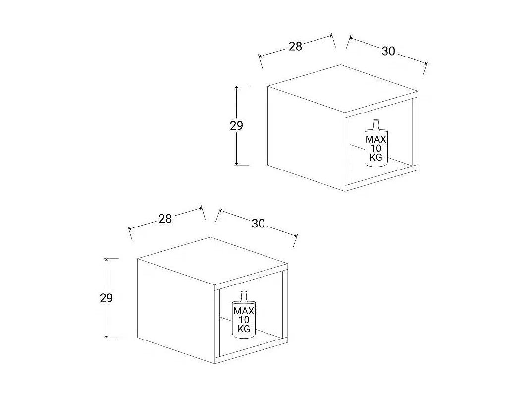 Coppia di cubi pensili 28x29 cm rovere scuro MML3