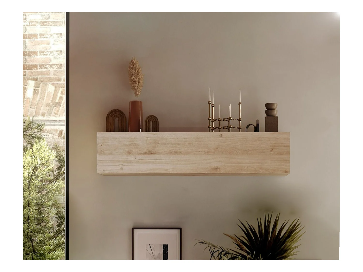 Pensile orizzontale con anta a vasistas 138x29 cm rovere chiaro MML6