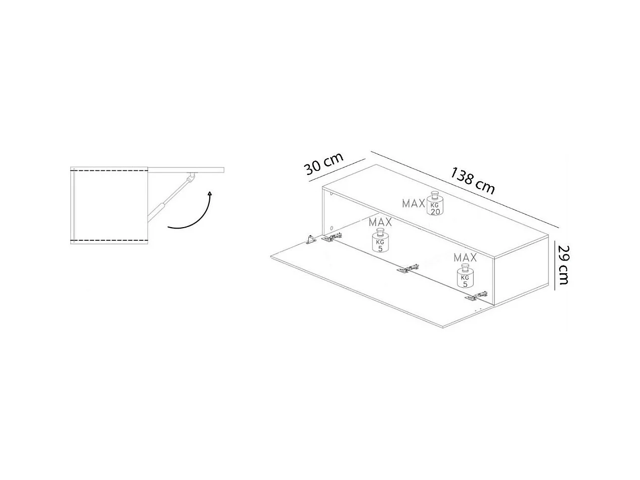 Pensile orizzontale con anta a vasistas 138x29 cm rovere chiaro MML6