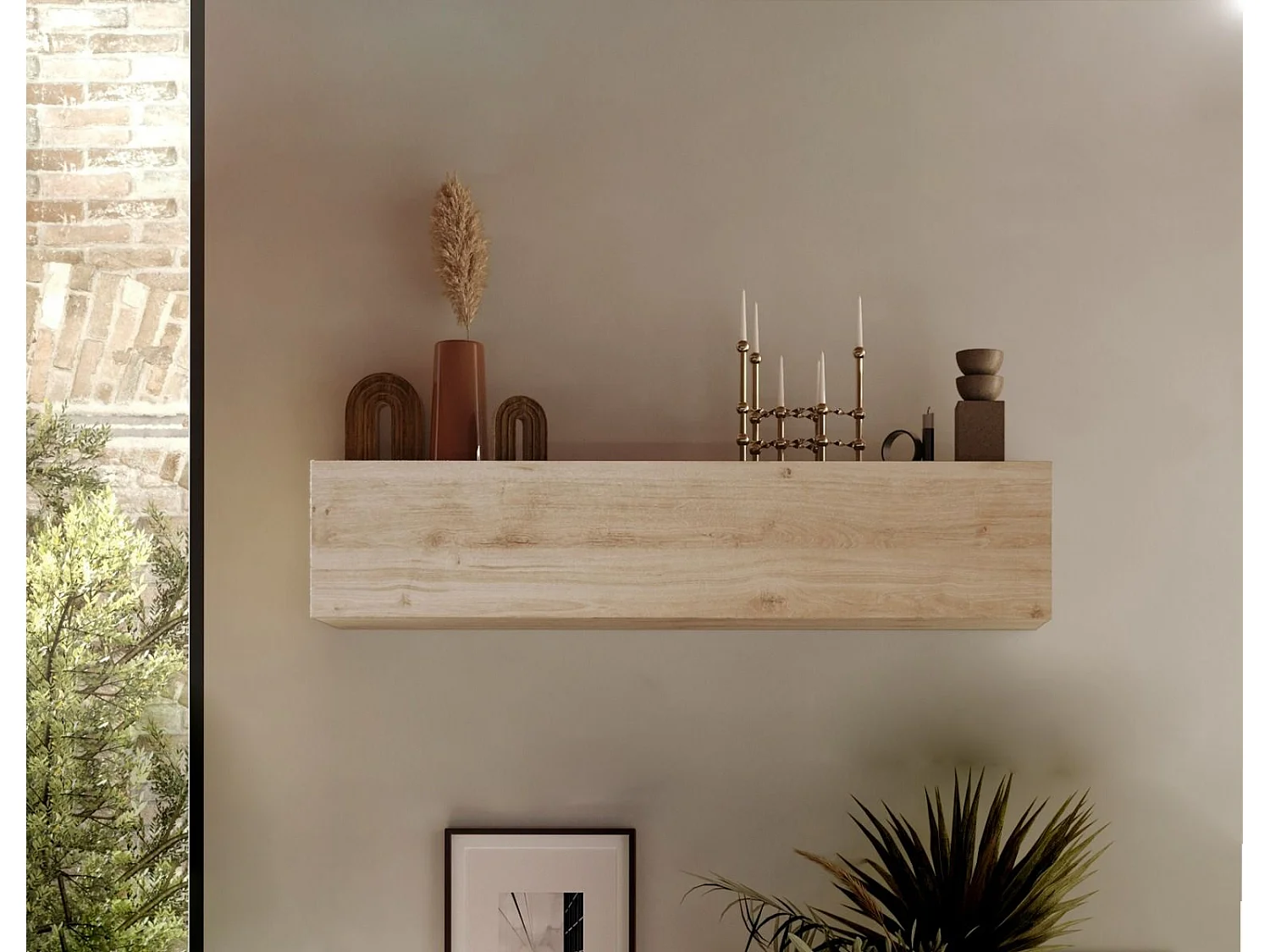 Pensile orizzontale con anta a vasistas 138x29 cm rovere chiaro MML6