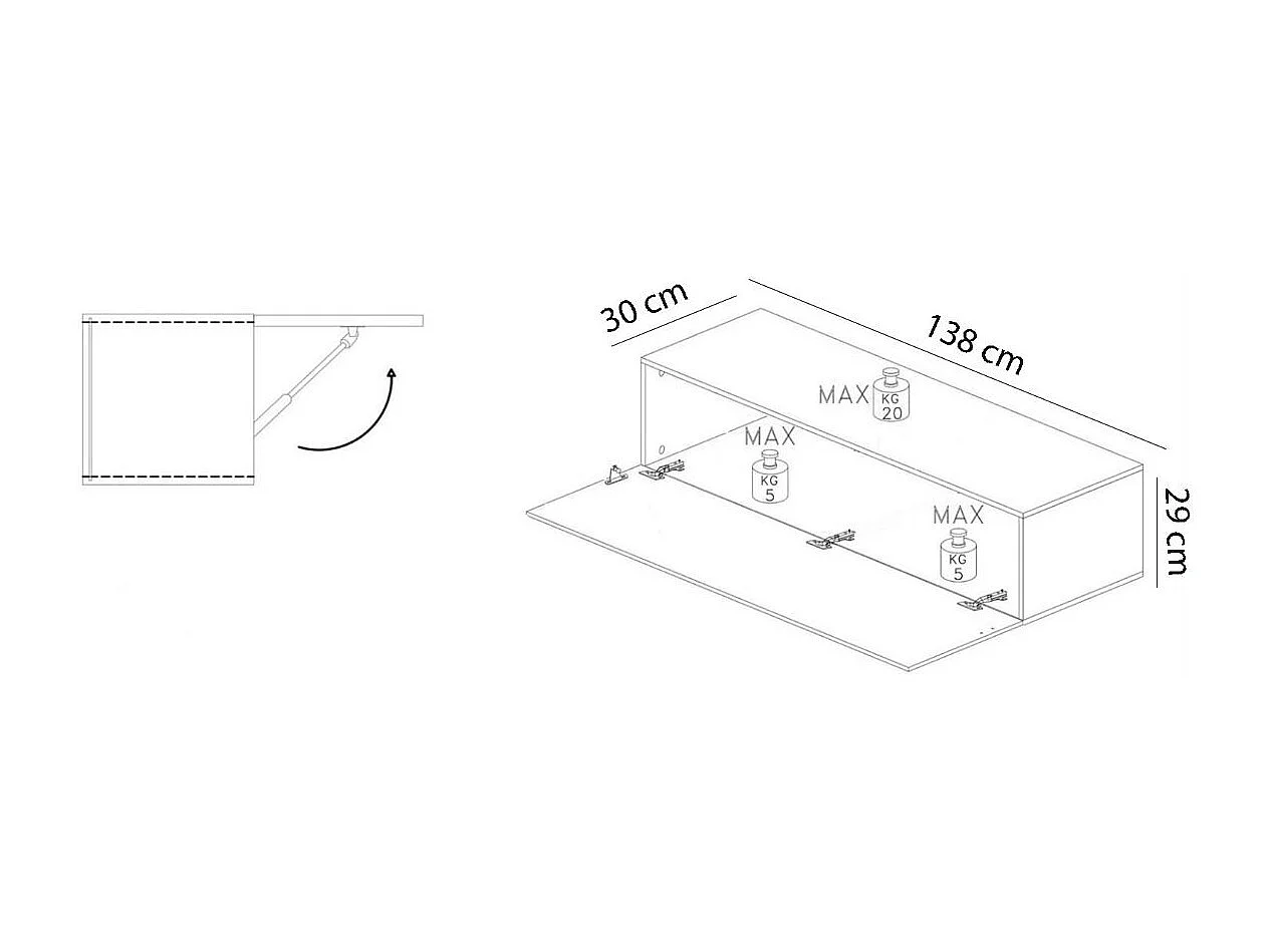 Pensile orizzontale con anta a vasistas 138x29 cm rovere chiaro MML6