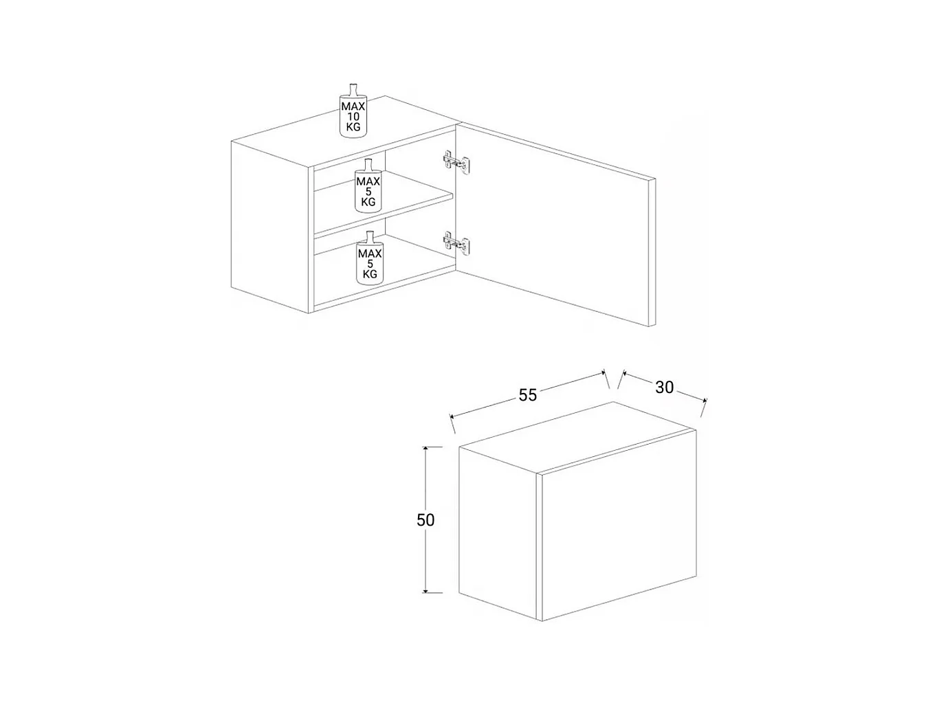 Cubo pensile con anta 55x50 cm grafite MML4