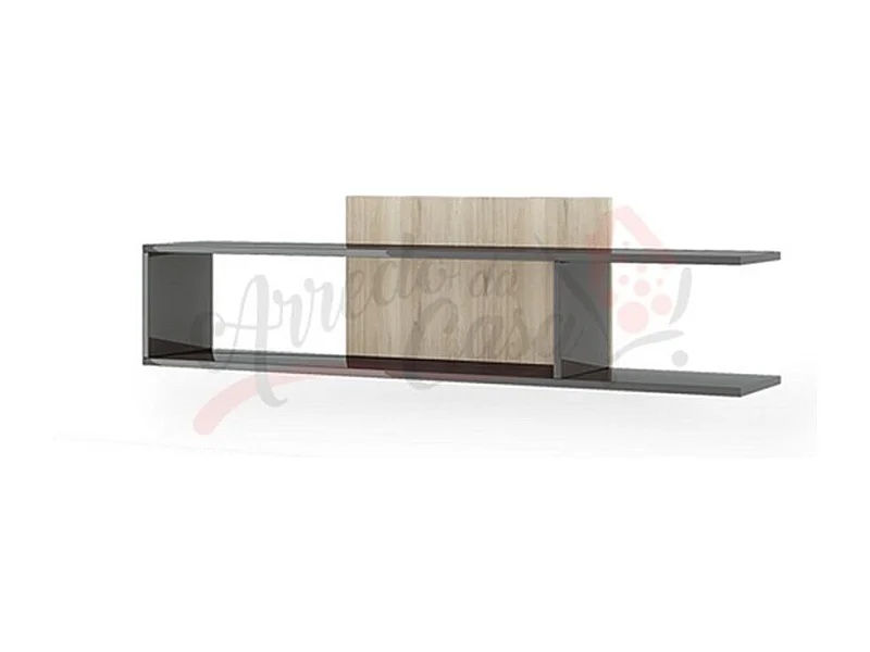 mensola a muro design moderno geometrico da sala MI5 130x35,2 rovere e nero