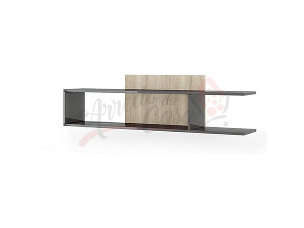 mensola a muro design moderno geometrico da sala MI5 130x35,2 rovere e nero