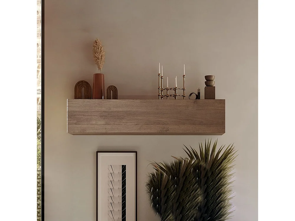 Pensile orizzontale con anta a vasistas 138x29 cm rovere scuro MML6