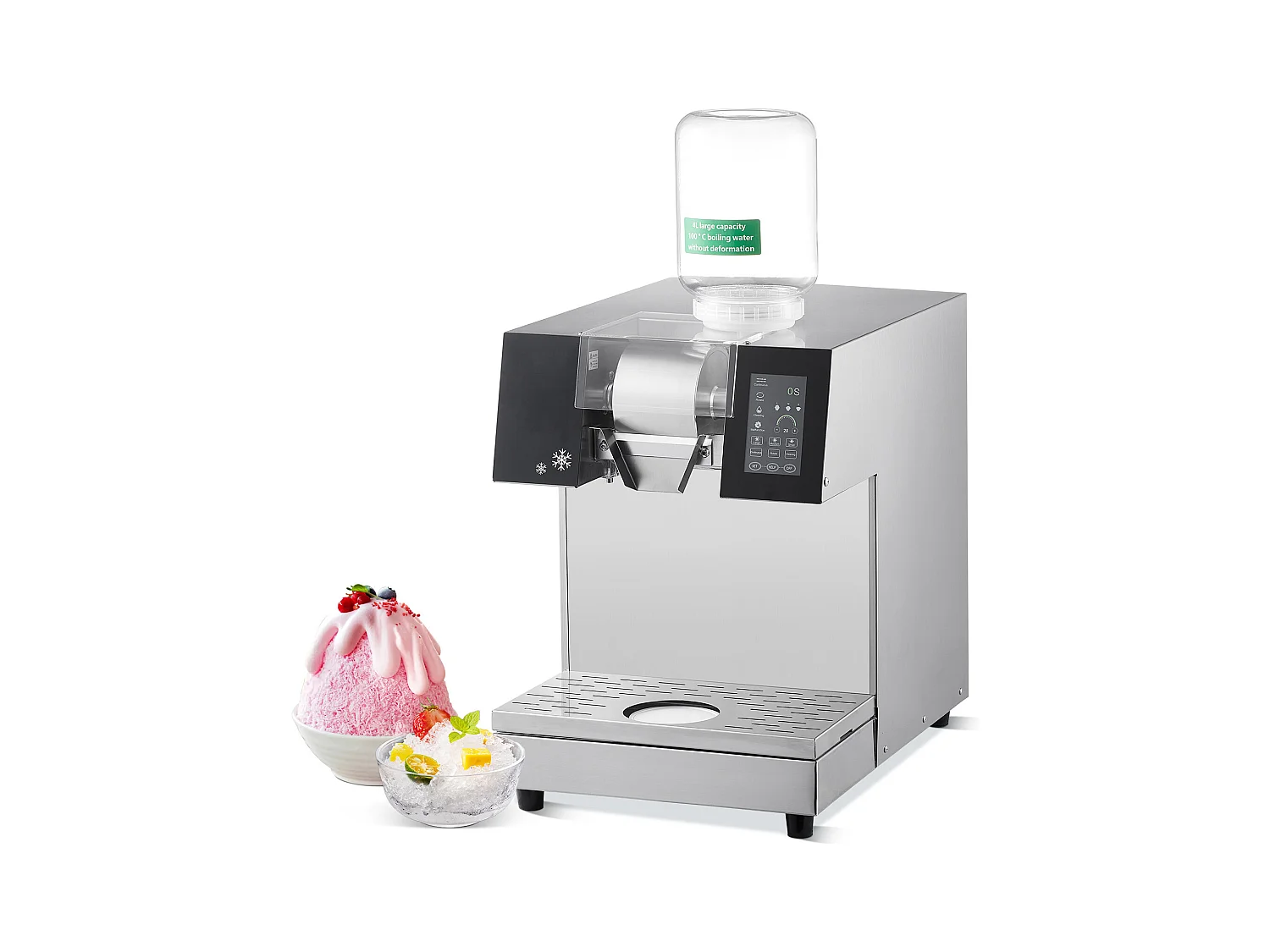 Machine à Glace Commerciale en Flocons de Neige SucceBuy, Sorbetière Capacité de 4 L, Jusqu'à 240 kg/24H en Acier Inoxydable pour Crème Glacée