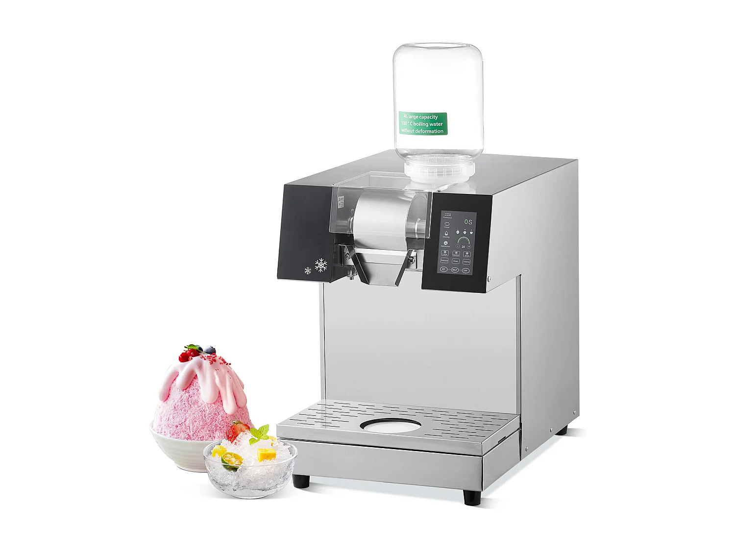 Machine à Glace Commerciale en Flocons de Neige SucceBuy, Sorbetière Capacité de 4 L, Jusqu'à 240 kg/24H en Acier Inoxydable pour Crème Glacée