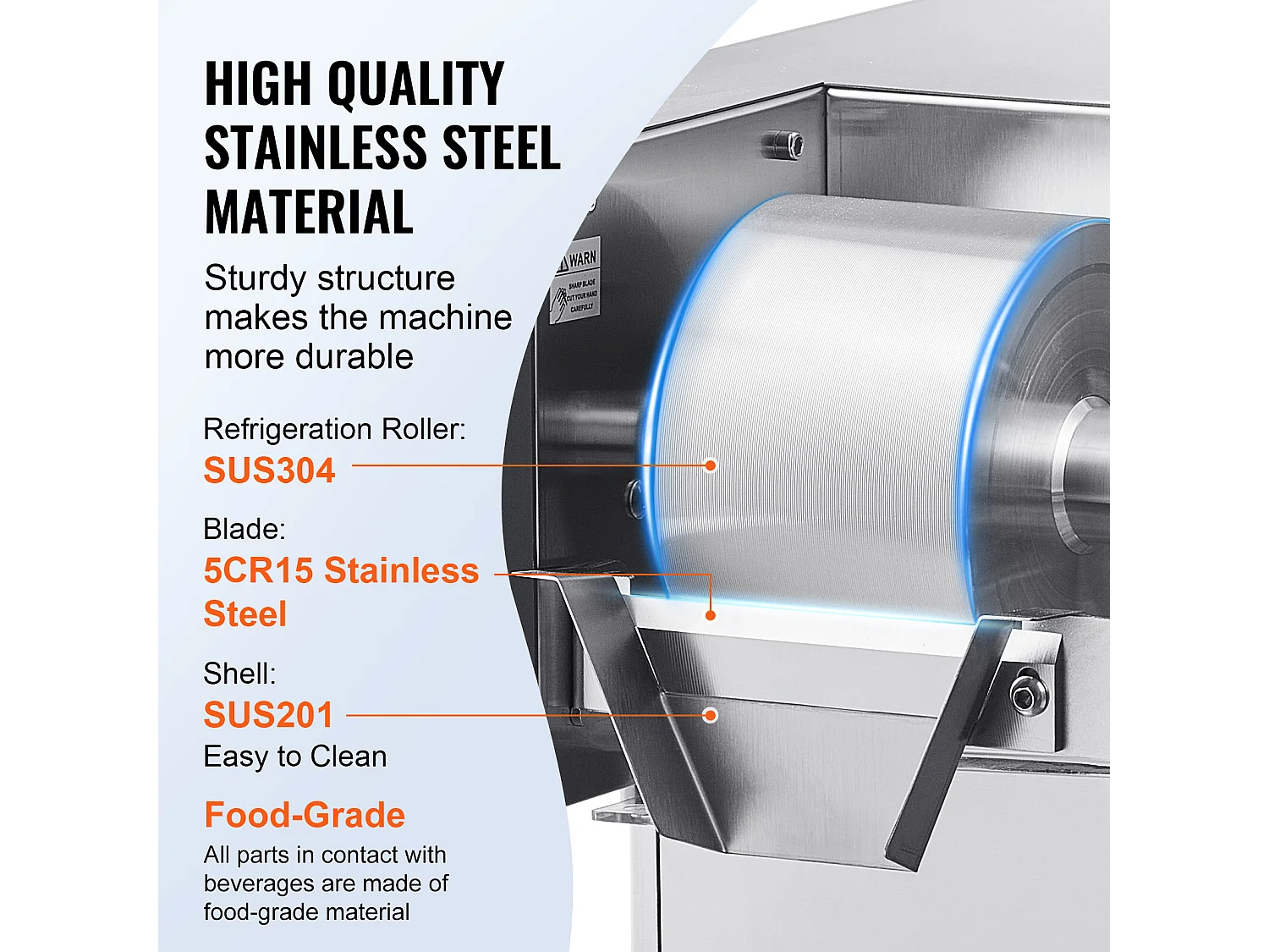 Machine à Glace Commerciale en Flocons de Neige SucceBuy, Sorbetière Capacité de 4 L, Jusqu'à 240 kg/24H en Acier Inoxydable pour Crème Glacée