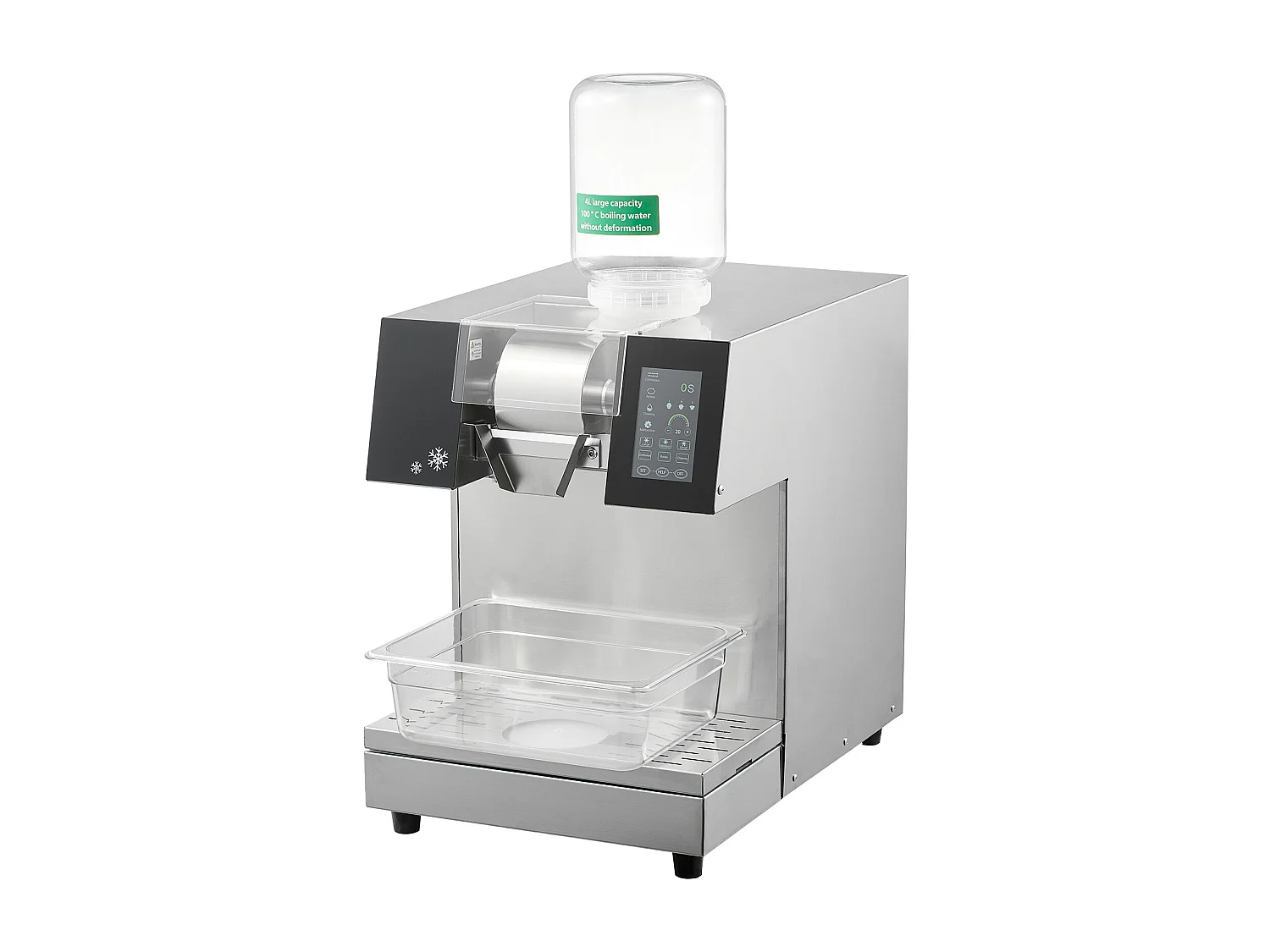 Machine à Glace Commerciale en Flocons de Neige SucceBuy, Sorbetière Capacité de 4 L, Jusqu'à 240 kg/24H en Acier Inoxydable pour Crème Glacée